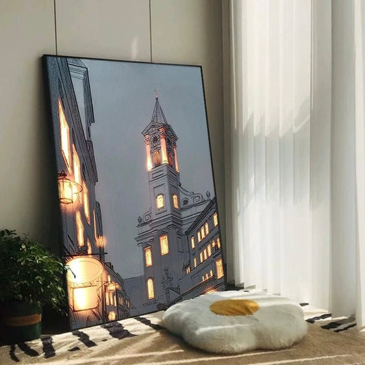 Timeless Elegance Vintage Clock Tower LED Light Painting - Experience Nostalgic Beauty.