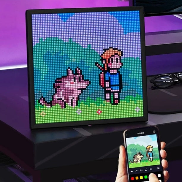 LED Pixel Display Frame – Bluetooth App-Controlled Pixel Art Light with DIY Animation, Clock & Creative Features