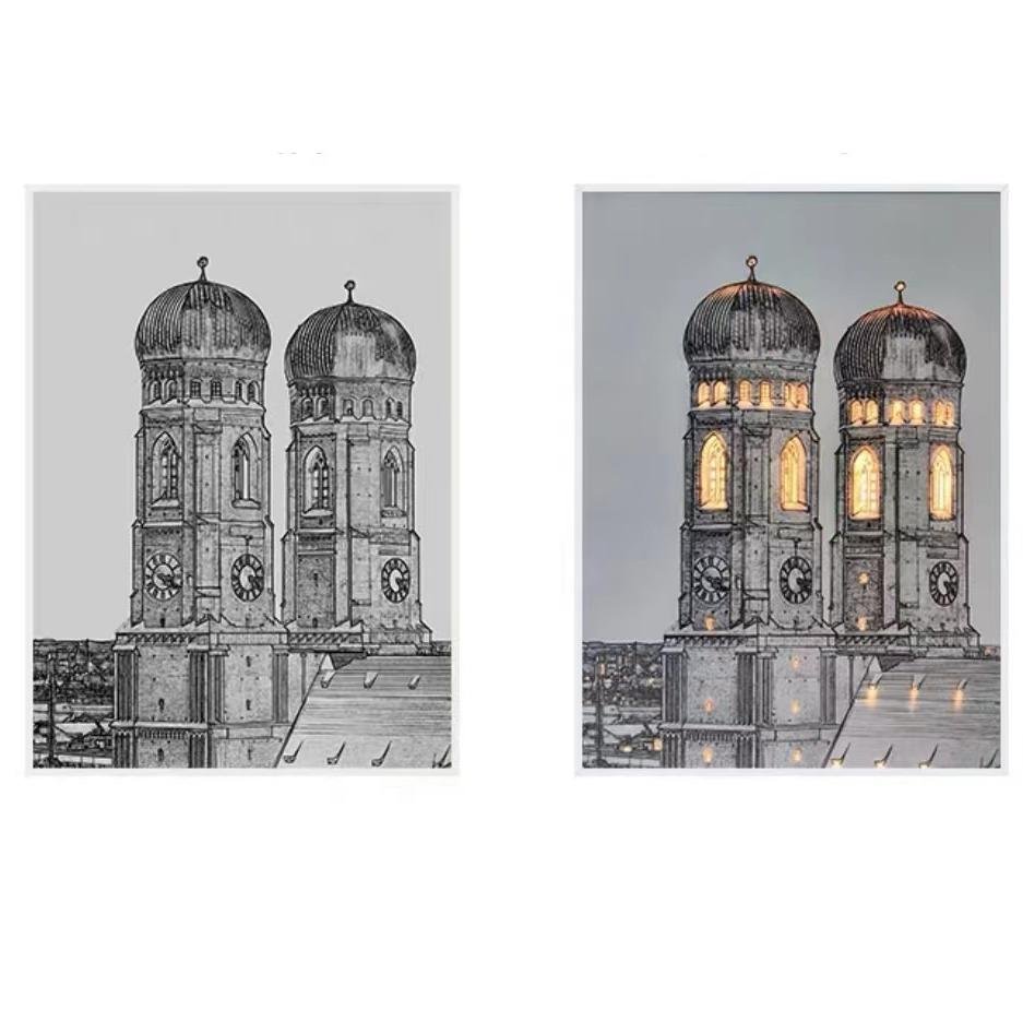 Timeless Elegance Vintage Clock Tower LED Light Painting - Experience Nostalgic Beauty.