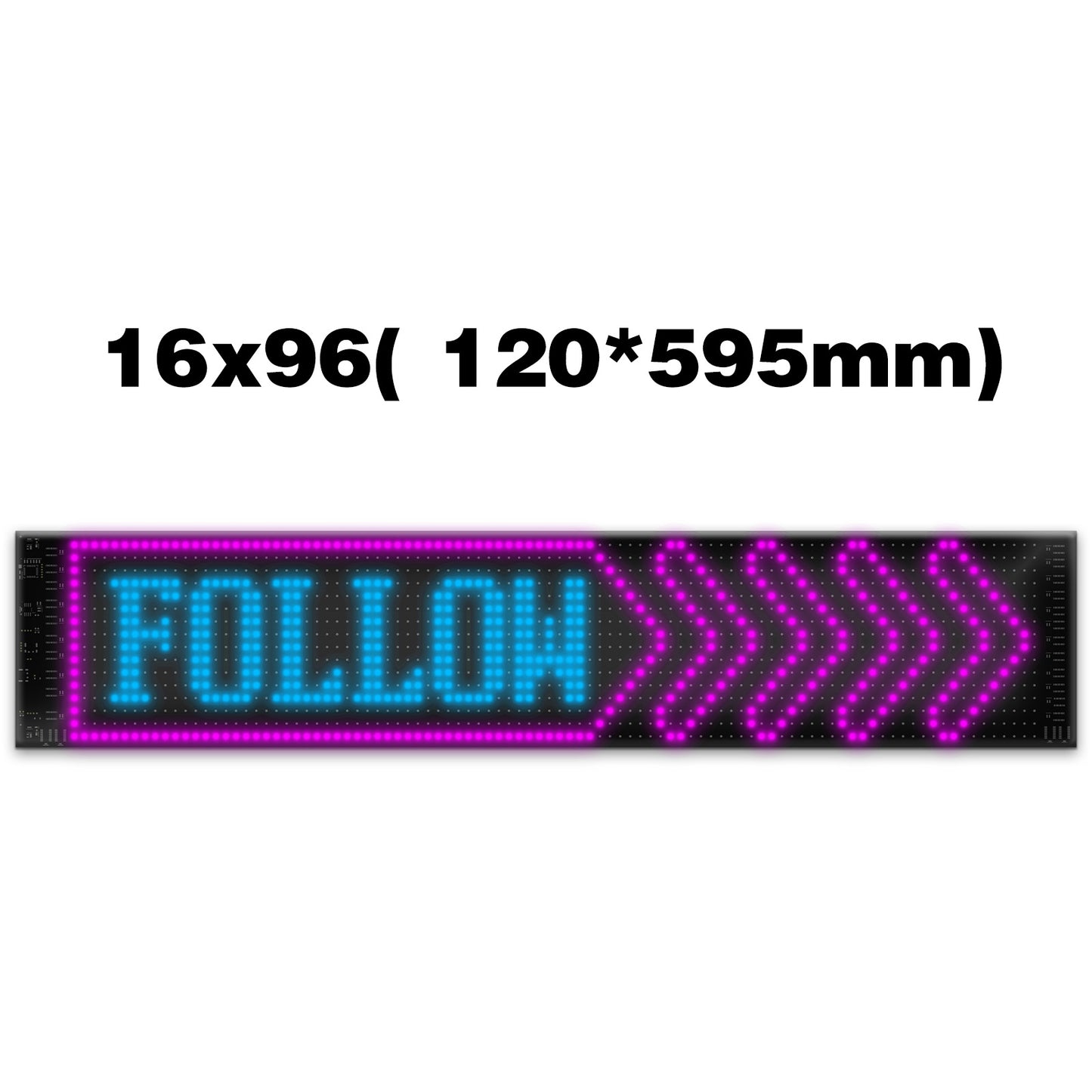 Flexible waterproof LED display sign with Bluetooth APP control. Create scrolling text, animations, and RGB effects for cars, shops, and events.
