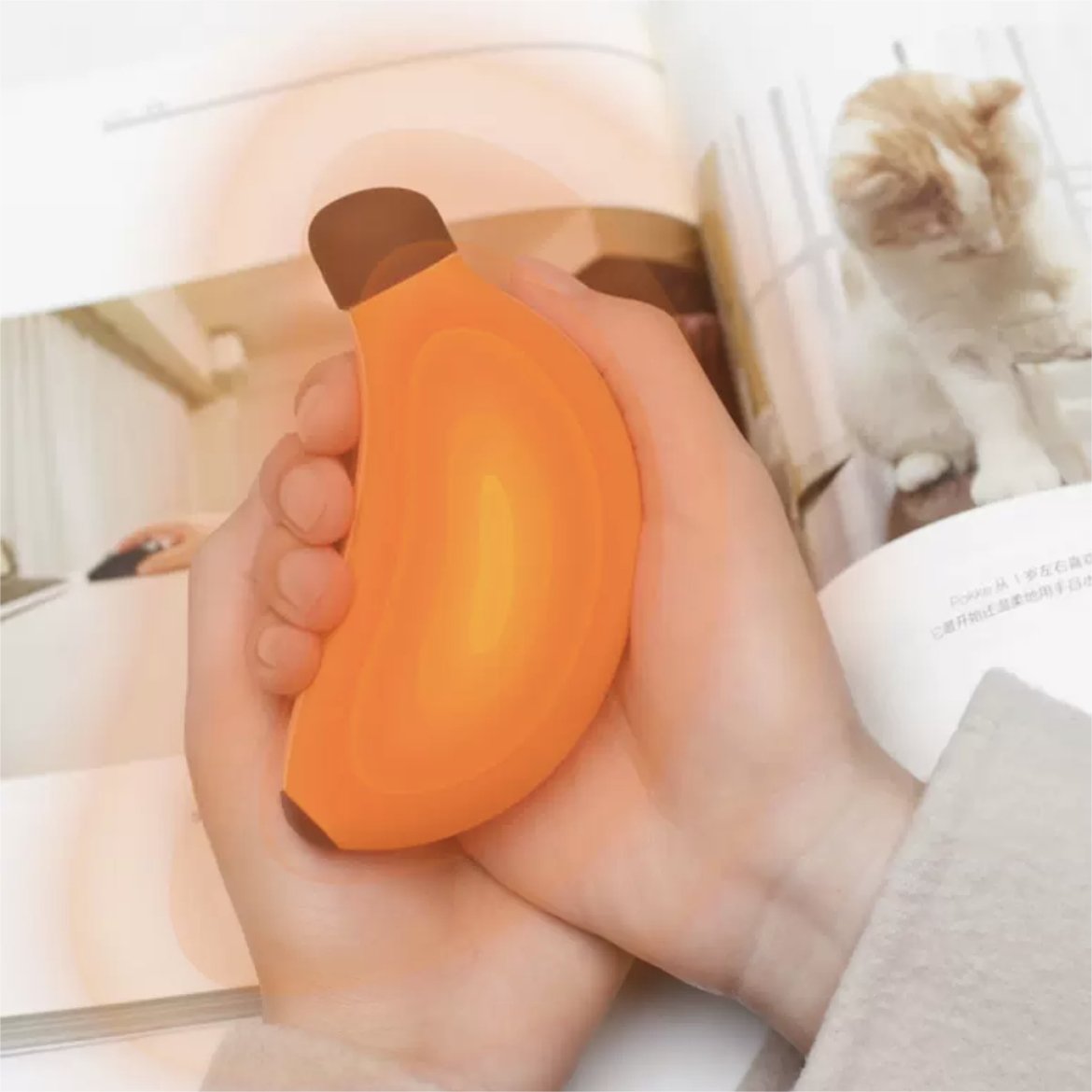 Banana USB Heated Hand Warmer and Power Bank - Dual-Purpose Portable Warmth Companion