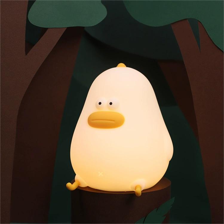 Chubby Chicken Silicone Pat Control Night Light - Eye-Caring Bedside Lamp for Relaxing Sleep