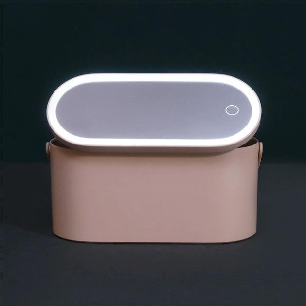 LED Makeup Mirror with Portable Cosmetic Case - Travel-Friendly Daylight Vanity Mirror