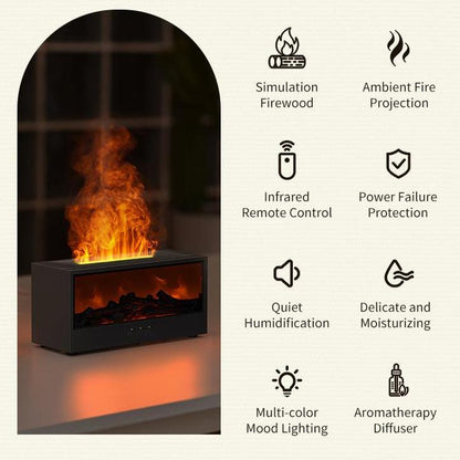 3D Flame Aromatherapy Humidifier with Remote Control - Cozy Fireplace Ambiance