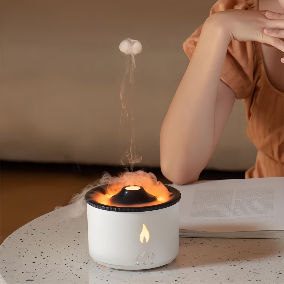 Volcano Humidifier with Dual-Color Ambiance and Aromatherapy - Your Gateway to Tranquility