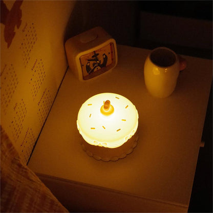 Birthday Cake Night Light - Silicone Tap Lamp with Timer