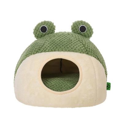 Cozy Green Frog Series Pet Bed - Winter Warmth for Cats and Dogs