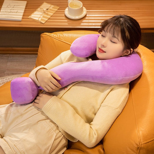 Question Mark Plush Neck Pillow — Fun cushion for neck, back & travel support, soft plush 55×37 cm, multiple colors
