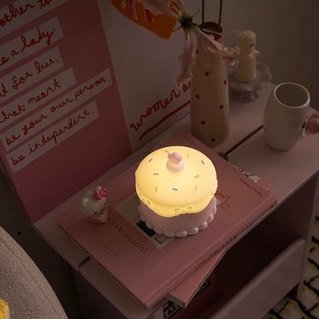 Birthday Cake Night Light - Silicone Tap Lamp with Timer