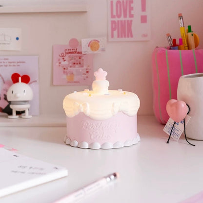 Birthday Cake Night Light - Silicone Tap Lamp with Timer