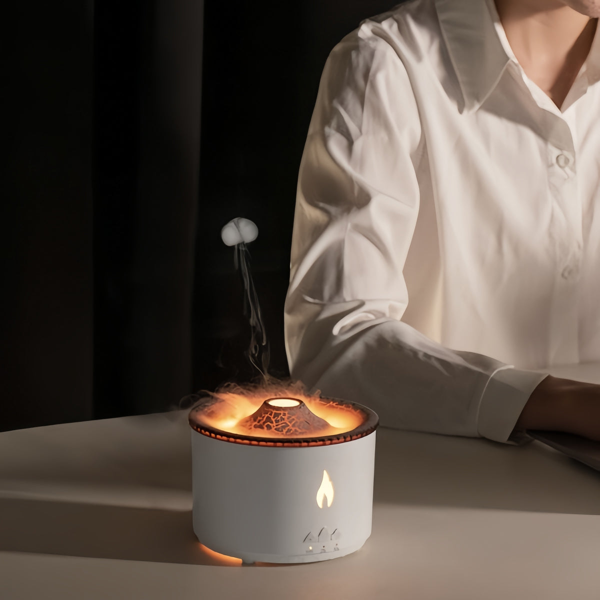Volcano Humidifier with Dual-Color Ambiance and Aromatherapy - Your Gateway to Tranquility