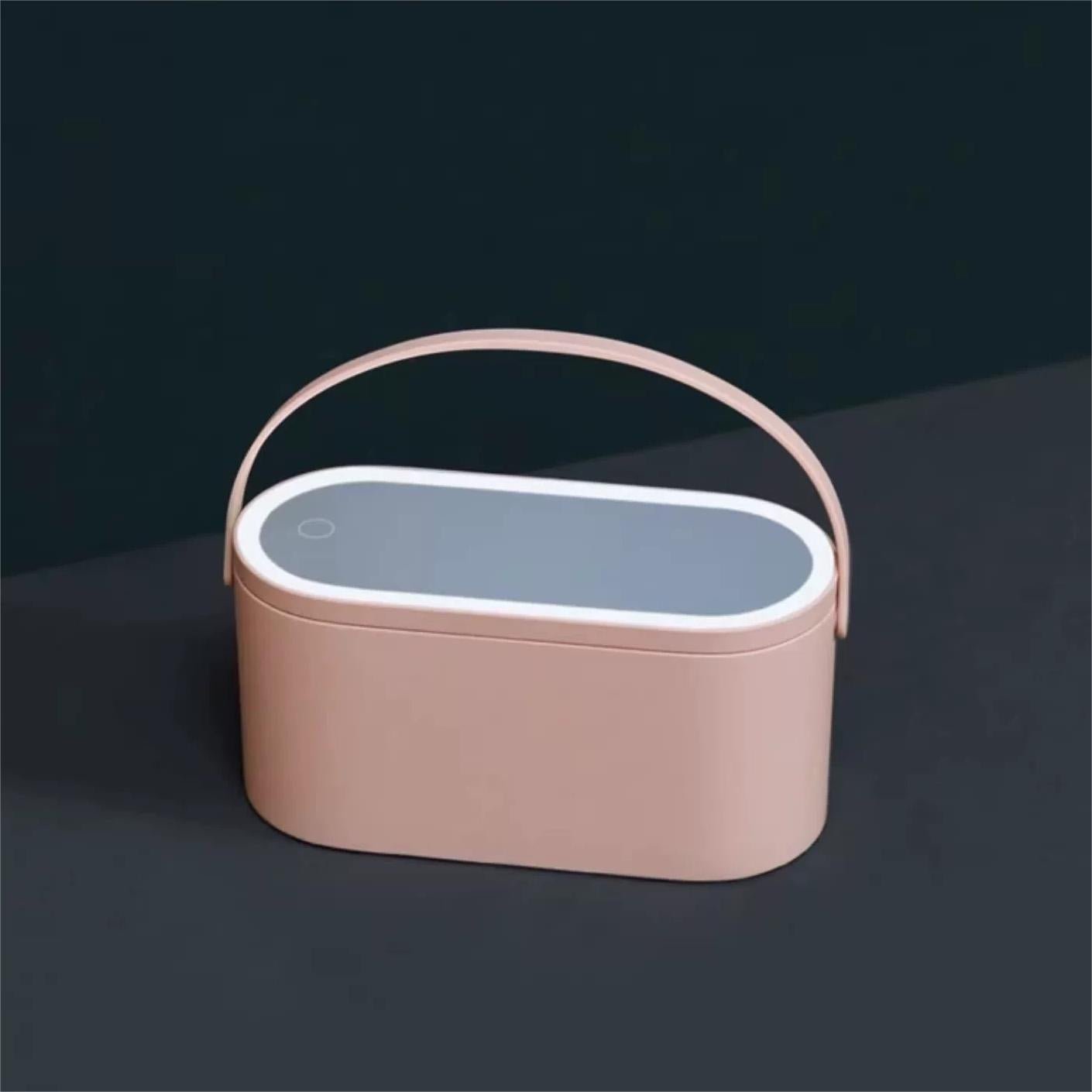 LED Makeup Mirror with Portable Cosmetic Case - Travel-Friendly Daylight Vanity Mirror