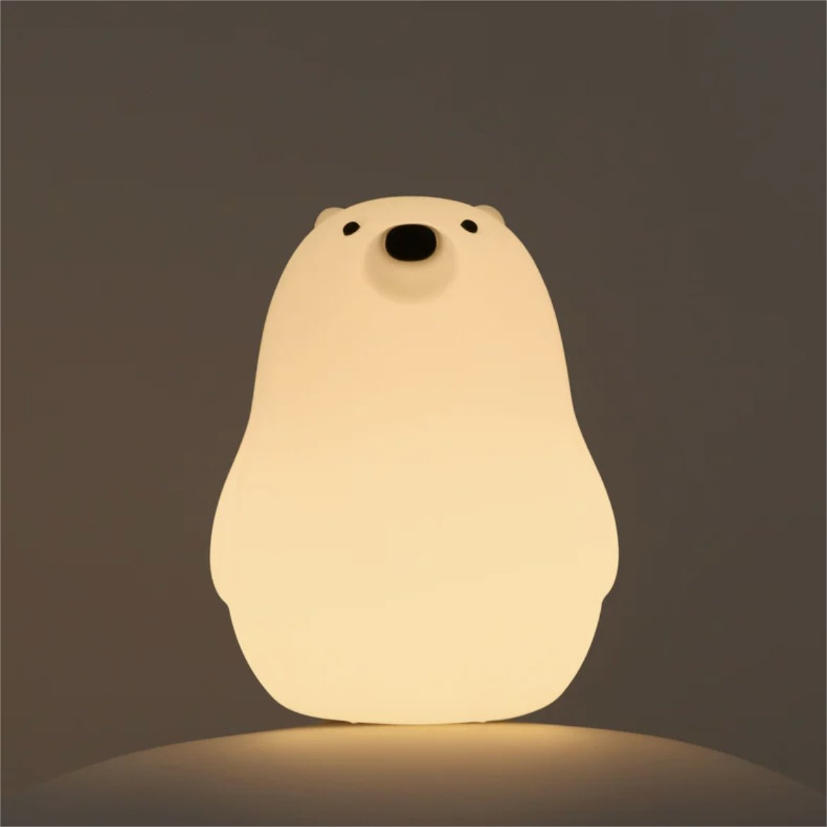 Adorable bear silicone night lamp with soft warm glow, touch control, rechargeable LED light for kids bedroom